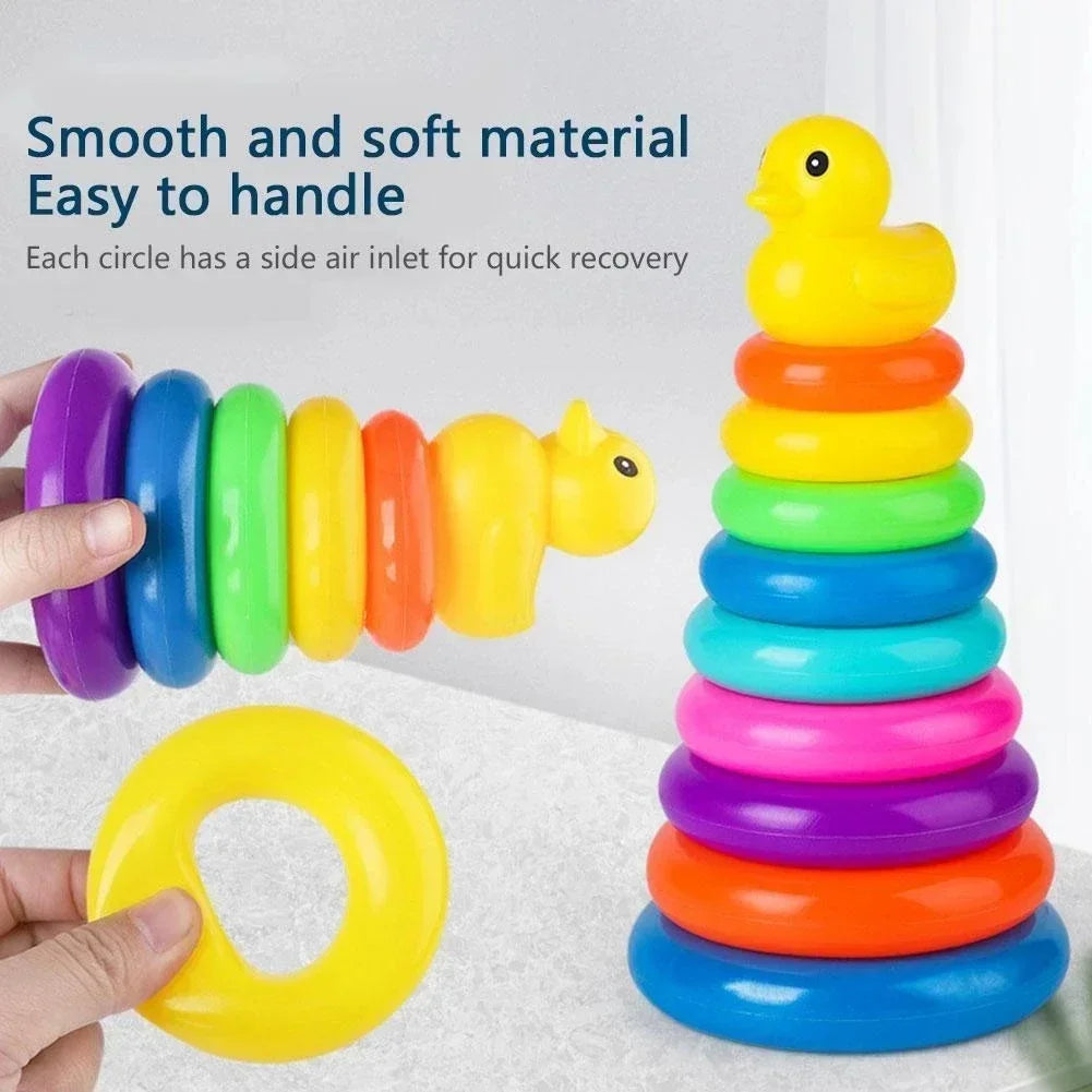 Children's Montessori Toy Animals Rainbow Stacked Ring Tower Stacking Educational Toys Infant Development Early Education Toys