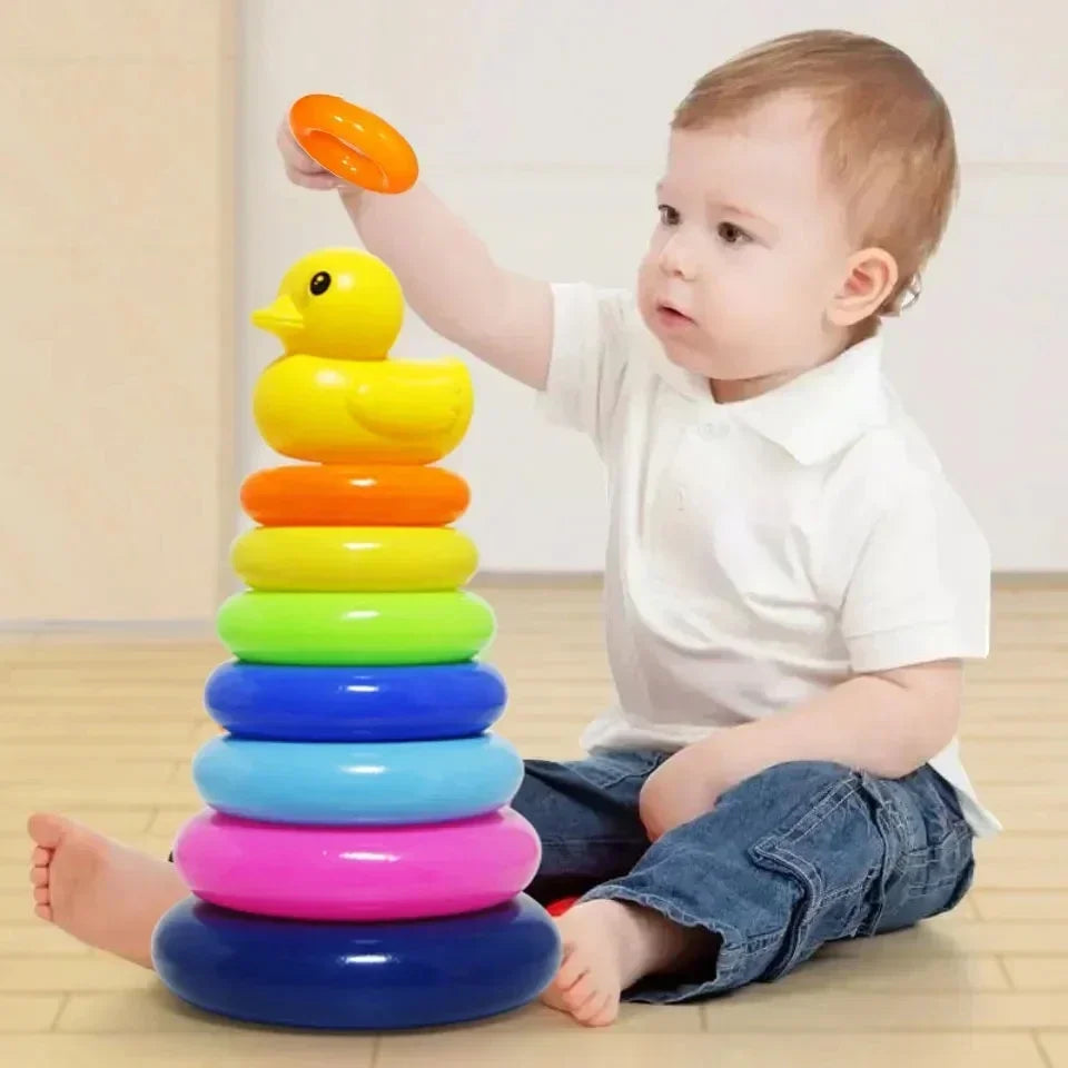 Children's Montessori Toy Animals Rainbow Stacked Ring Tower Stacking Educational Toys Infant Development Early Education Toys