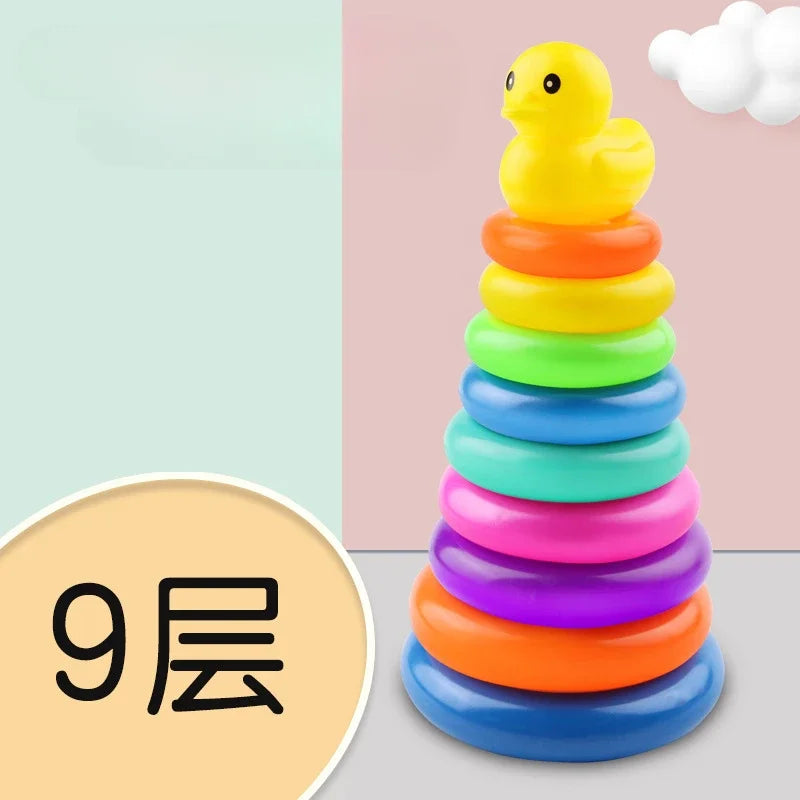 Children's Montessori Toy Animals Rainbow Stacked Ring Tower Stacking Educational Toys Infant Development Early Education Toys