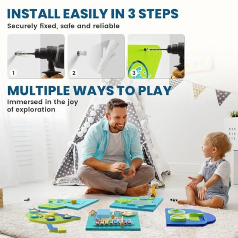Wooden Wall Busy Board Panels - Activity Center