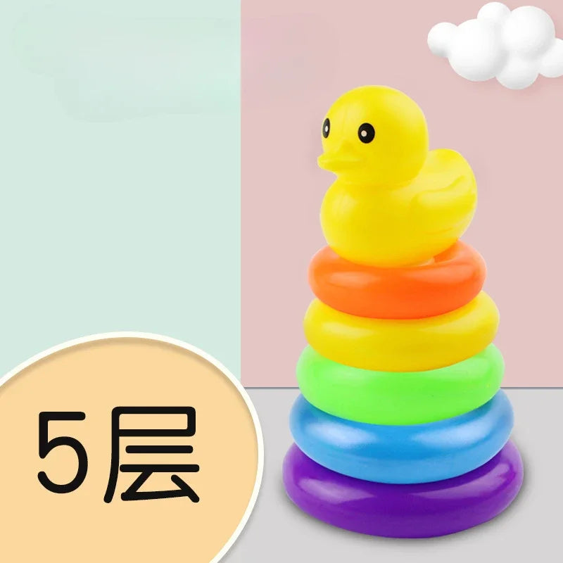 Children's Montessori Toy Animals Rainbow Stacked Ring Tower Stacking Educational Toys Infant Development Early Education Toys
